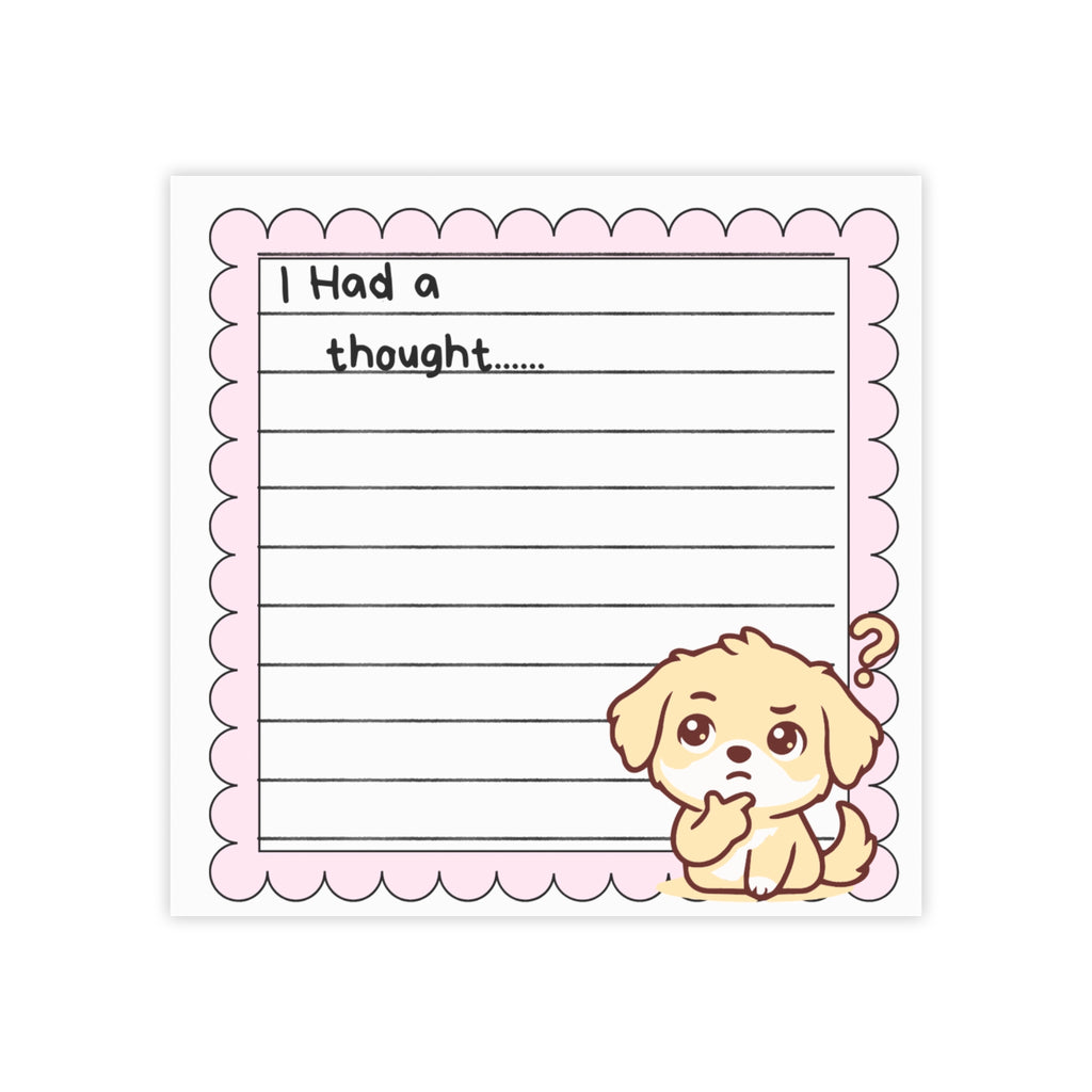 "I Had a Thought" Lined Sticky Notes — Cute Pink Scalloped Post-it Pads