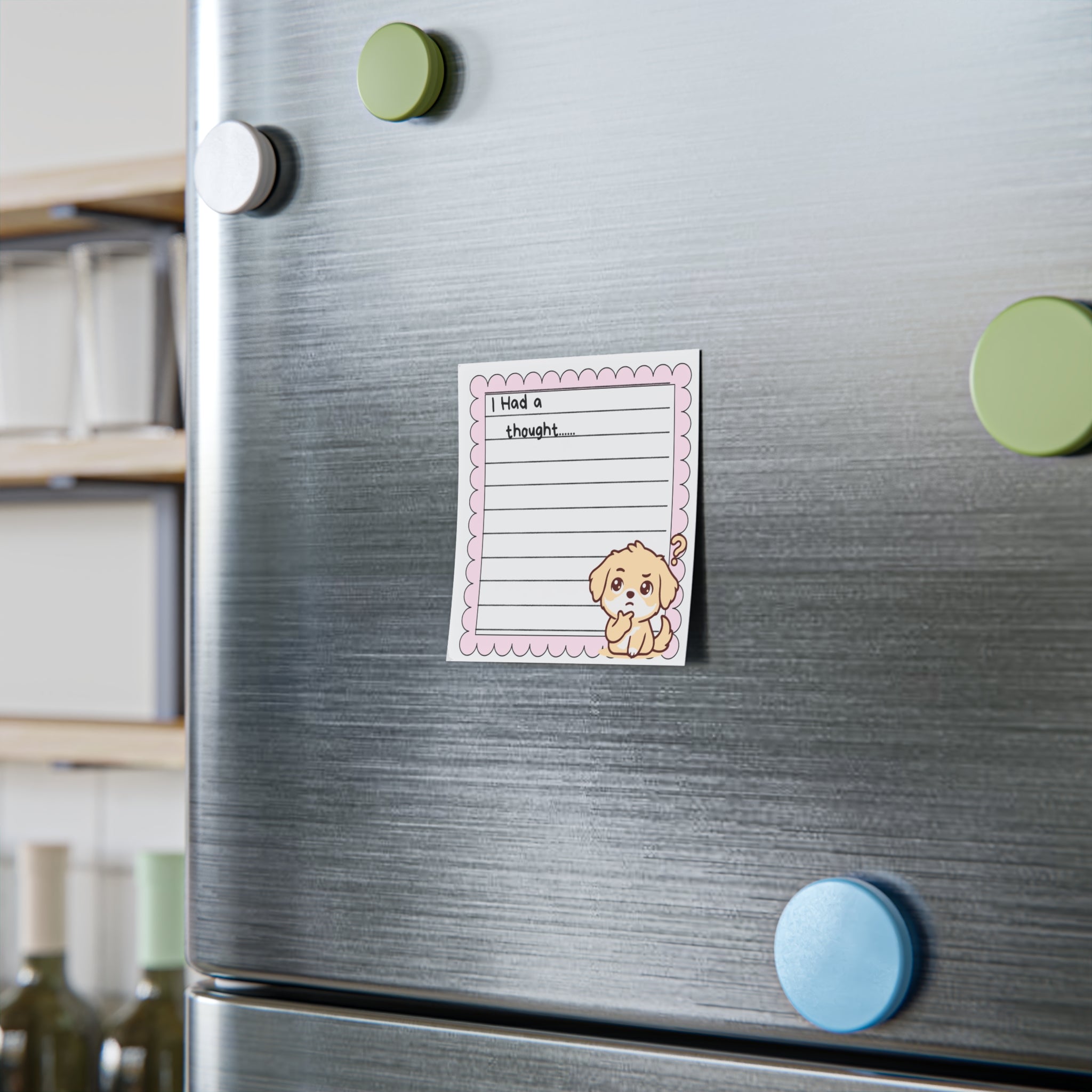 "I Had a Thought" Lined Sticky Notes — Cute Pink Scalloped Post-it Pads