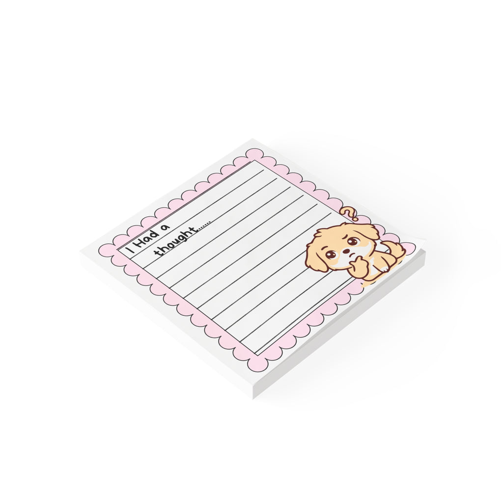 "I Had a Thought" Lined Sticky Notes — Cute Pink Scalloped Post-it Pads