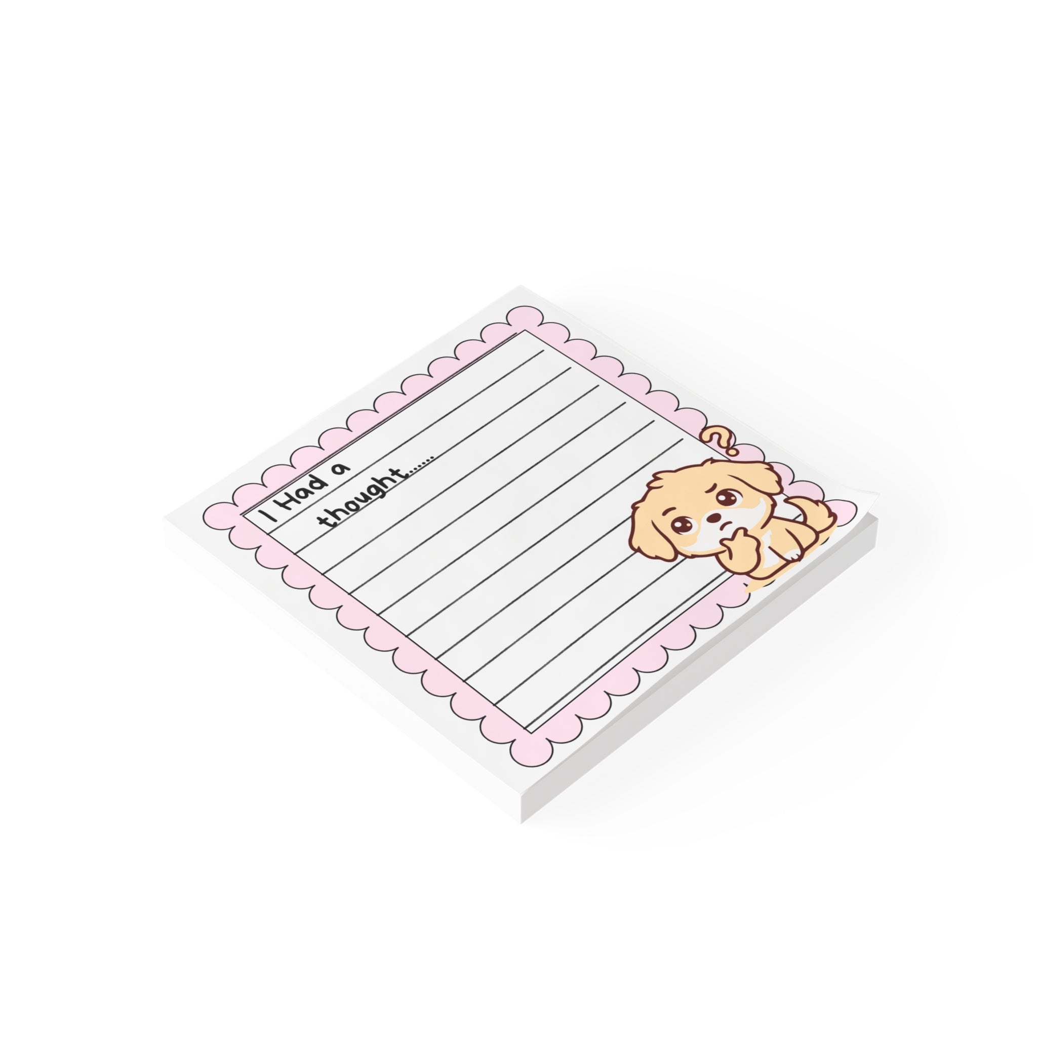 "I Had a Thought" Lined Sticky Notes — Cute Pink Scalloped Post-it Pads