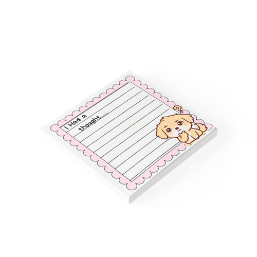 "I Had a Thought" Lined Sticky Notes — Cute Pink Scalloped Post-it Pads