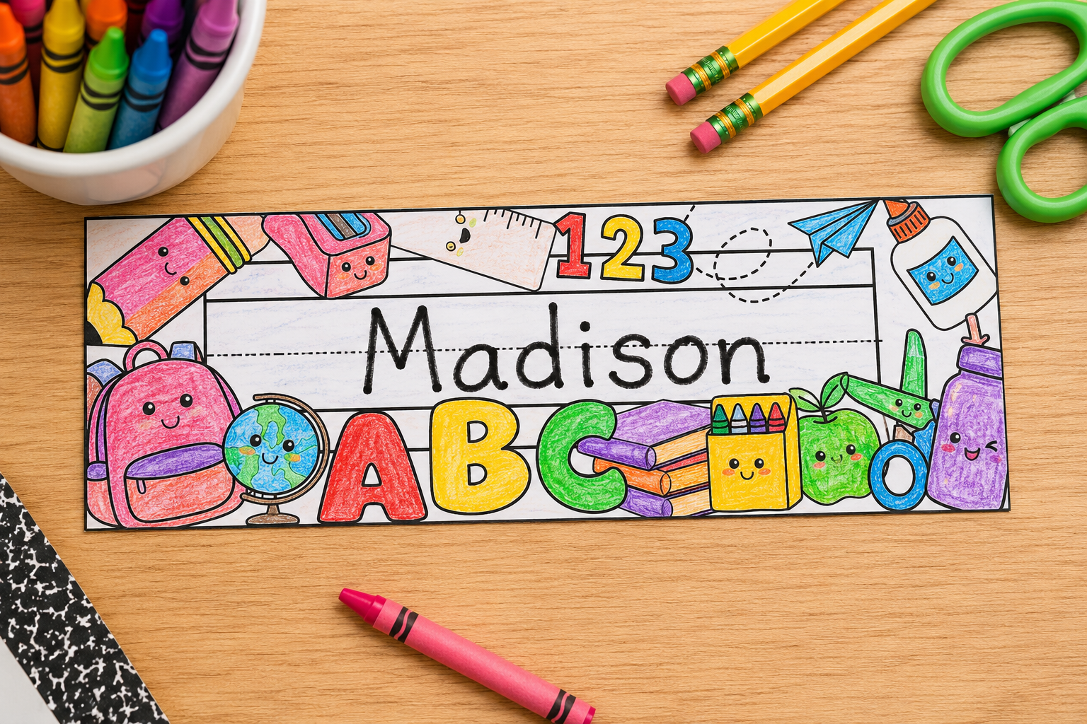 Color Your Own Student Name Desk Tag